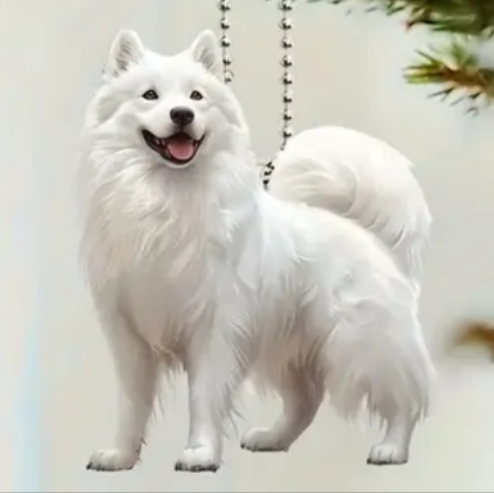 NEW! 2D Flat Acrylic Samoyed Keychain Bag 👜🎒 Charm Accessory ~ 🐕🐾